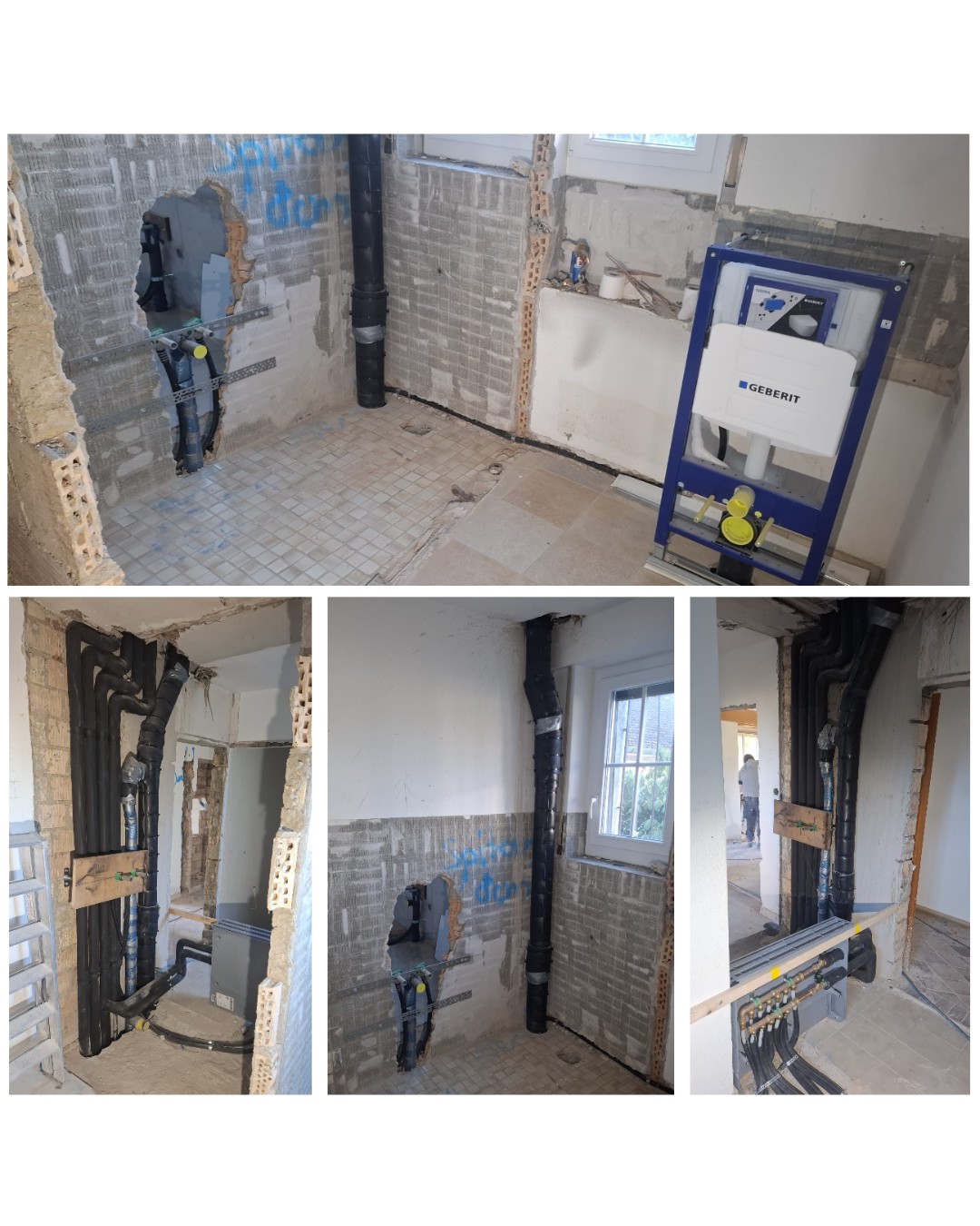 Rohinstallation hinter der Vorwand mit WC-Element